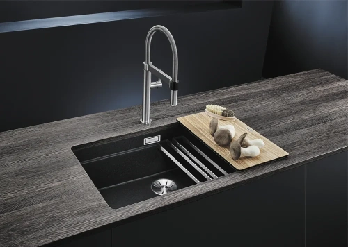 Мойка Blanco Etagon 700-U Silgranit черный клапан-автомат InFino 525891 фото 4