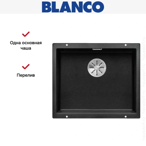 Мойка Blanco SUBLINE 500-U SILGRANIT отводная арматура InFino® антрацит фото 4