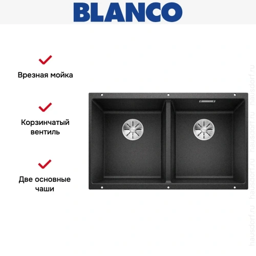 Мойка BLANCO SUBLINE 350/350-U Silgranit антрацит фото 8