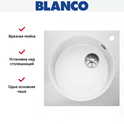 Мойка Blanco ARTAGO 6-IF/A отводная арматура InFino® белый фото 4