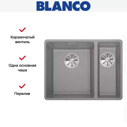 Мойка Blanco SUBLINE 340/160-F отводная арматура InFino® алюминий фото 3