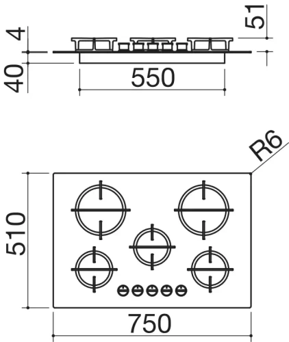 Газовая варочная панель Barazza 1PMD70B фото 4