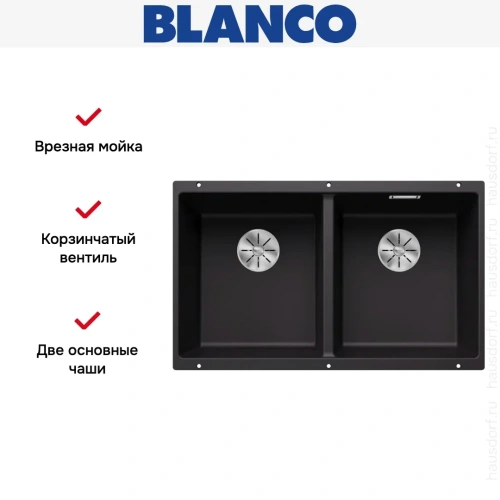 Мойка BLANCO SUBLINE 350/350-U Silgranit черный фото 8