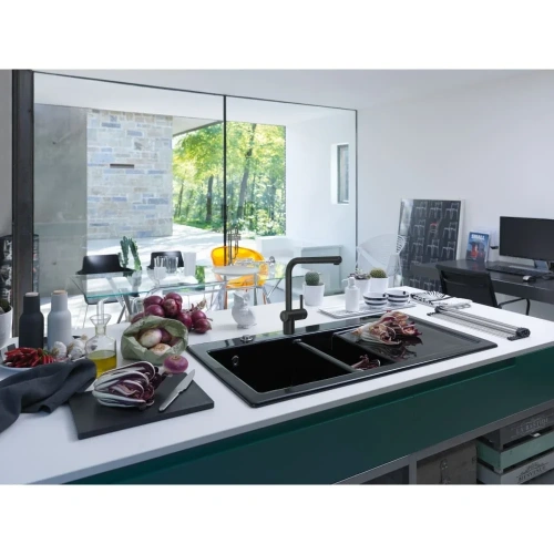 Смеситель Franke Atlas Neo Sensor выдвижной шланг черный матовый фото 2