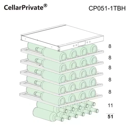 Встраиваемый под столешницу винный шкаф CellarPrivate CP051-1TBH фото 12