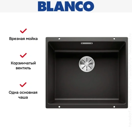 Мойка BLANCO SUBLINE 500-U Silgranit черный фото 5