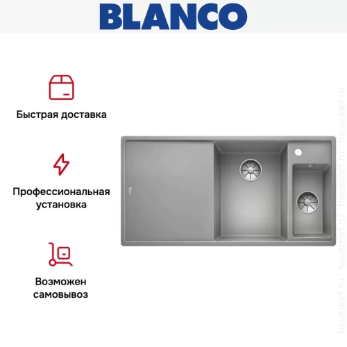 Мойка Blanco AXIA III 6 S чаша справа, доска ясень клапан-автомат InFino® жемчужный темный фото 6