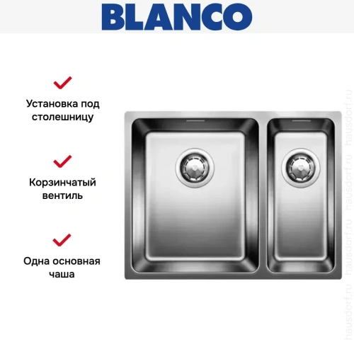 Мойка Blanco Andano 340/180-U чаша слева нержавеющая сталь фото 5