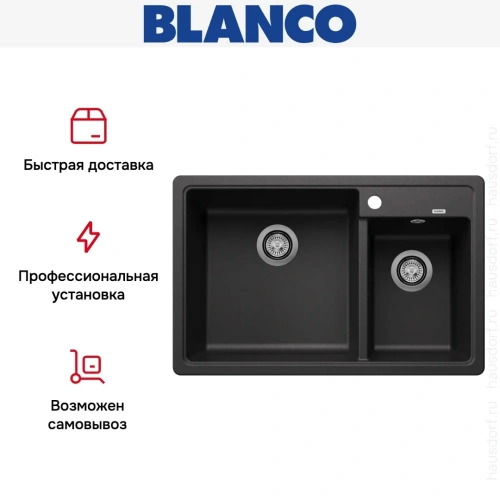 Мойка BLANCO LEGRA 8 SIlgranit антрацит, чаша слева фото 5