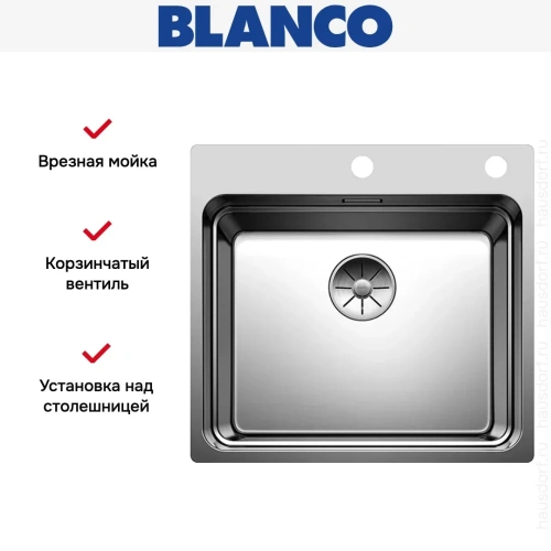 Мойка BLANCO ETAGON 500-IF/A нержавеющая сталь, клапан-автомат фото 11