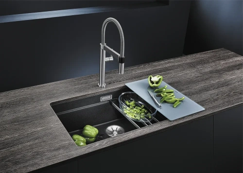 Мойка Blanco Etagon 700-U Silgranit черный клапан-автомат InFino 525891 фото 6