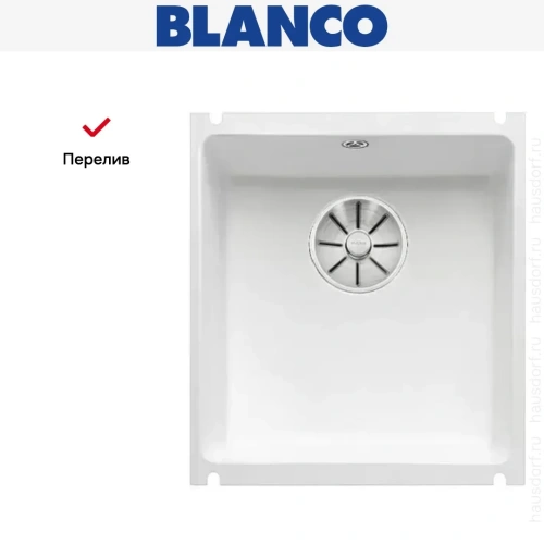 Мойка Blanco SUBLINE 375-U керамика отводная арматура InFino® глянцевый белый фото 4