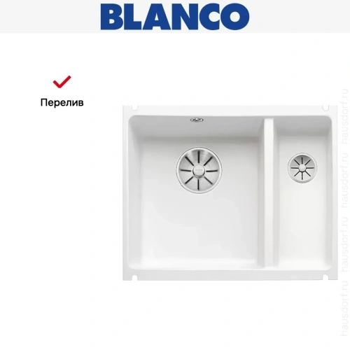 Мойка Blanco SUBLINE 350/150-U керамика отводная арматура InFino® глянцевый белый фото 6