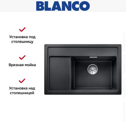 Мойка Blanco ZENAR XL 6 S Compact чаша справа, доска стекло клапан-автомат InFino® антрацит фото 3
