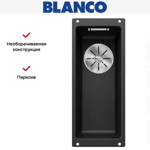Мойка BLANCO SUBLINE 160-U Silgranit черный фото 8