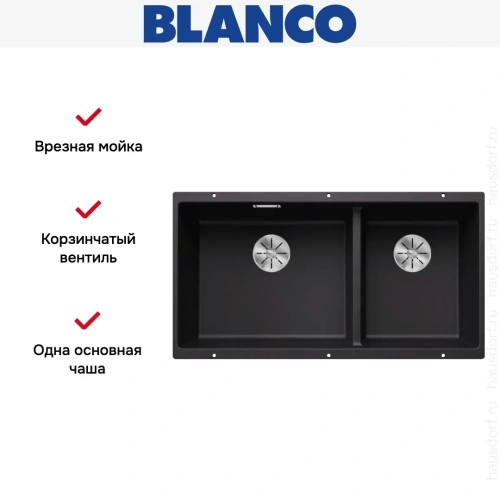 Мойка BLANCO SUBLINE 480/320-U Silgranit черный фото 8