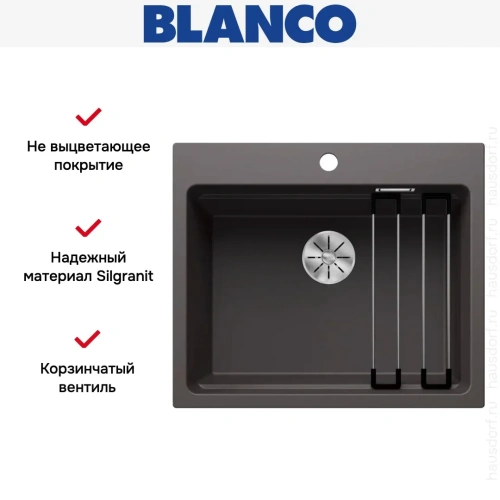 Мойка BLANCO ETAGON 6 Silgranit темная скала фото 8