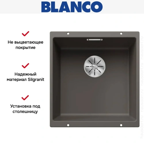 Мойка BLANCO SUBLINE 400-U Silgranit вулканический серый фото 9