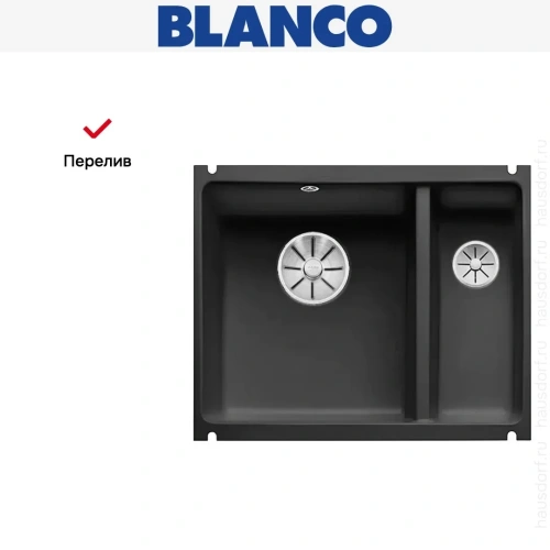 Мойка Blanco SUBLINE 350/150-U керамика отводная арматура InFino® черный фото 6