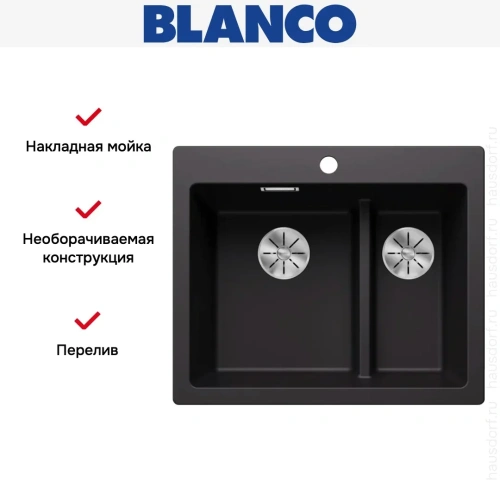 Мойка BLANCO PLEON 6 Split Silgranit черный фото 9