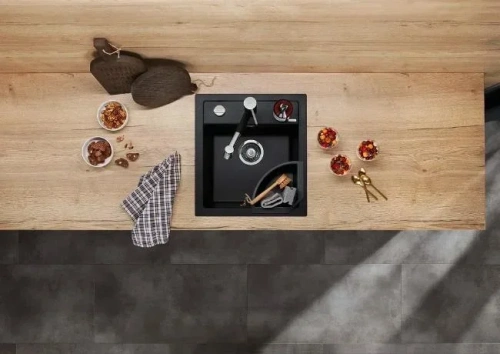 Мойка BLANCO DALAGO 45 Silgranit черный, клапан-автомат фото 3