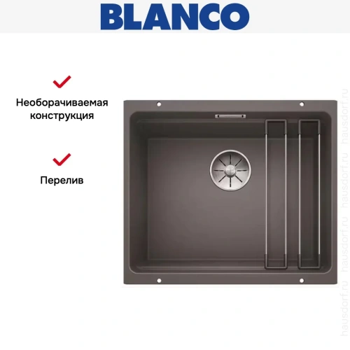 Мойка Blanco ETAGON 500-U SILGRANIT PuraDur темная скала фото 9